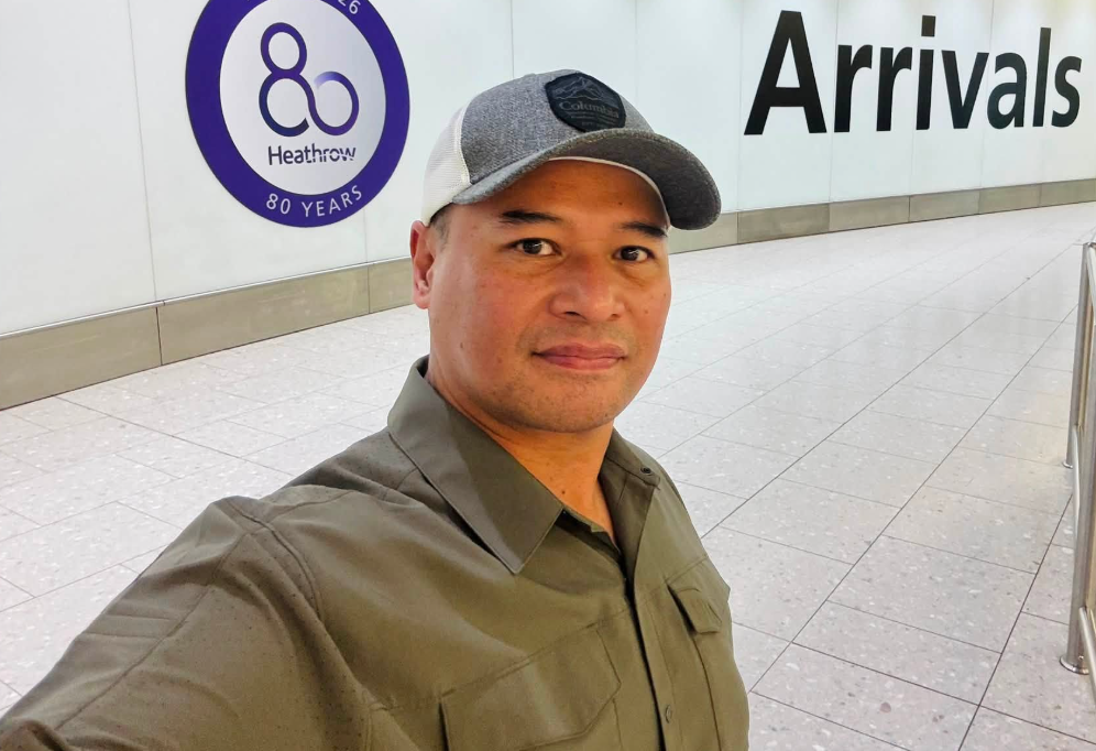 Cikgu Maul Mornie, founder of SSBD Silat, arriving in the United Kingdom